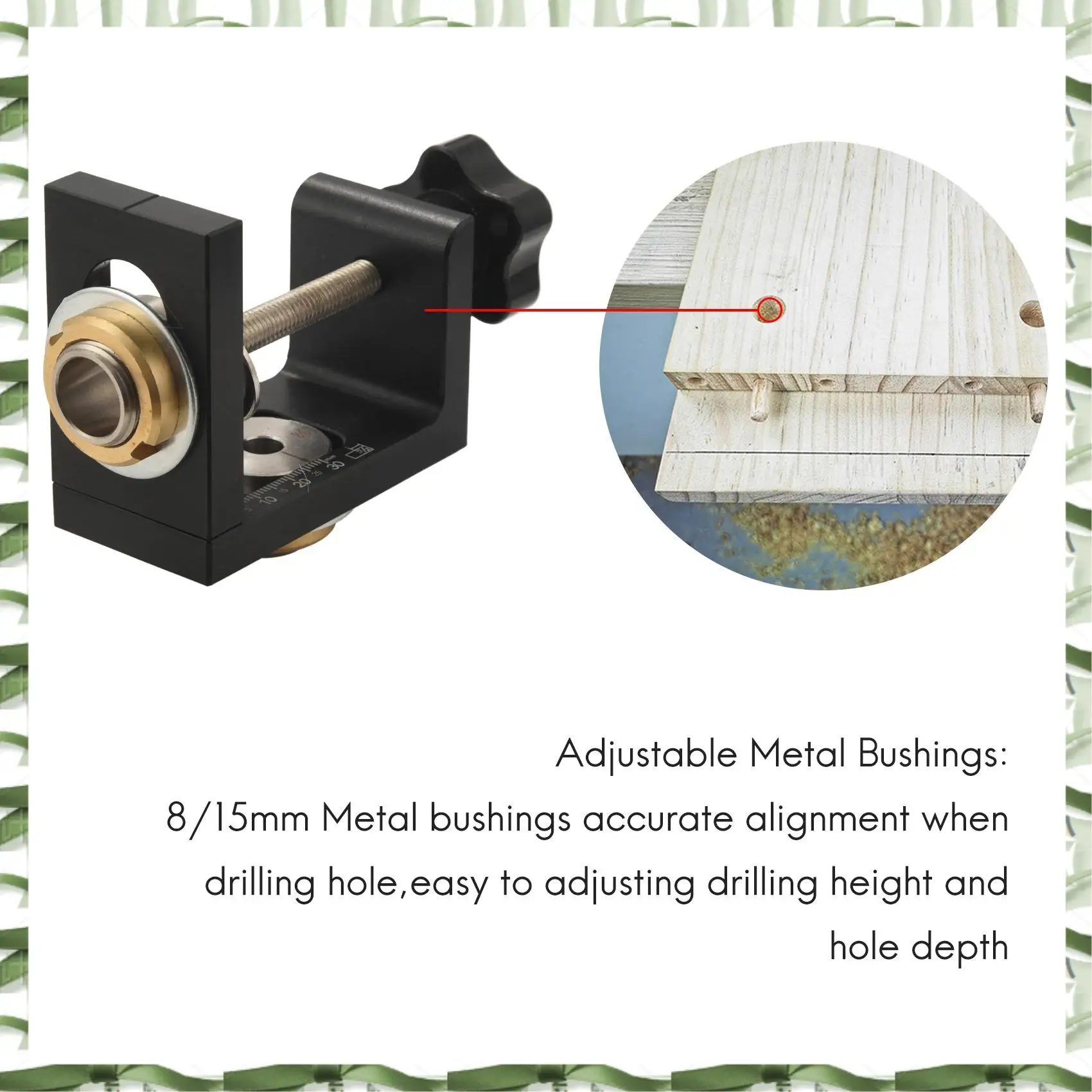 أداة احترافية 3 في 1 قابلة للتعديل وتد تهزهز النجارة ثقب الجيب مع 8/15 مللي متر مثقاب الخشب لتحديد موقع دليل الحفر Pu #4