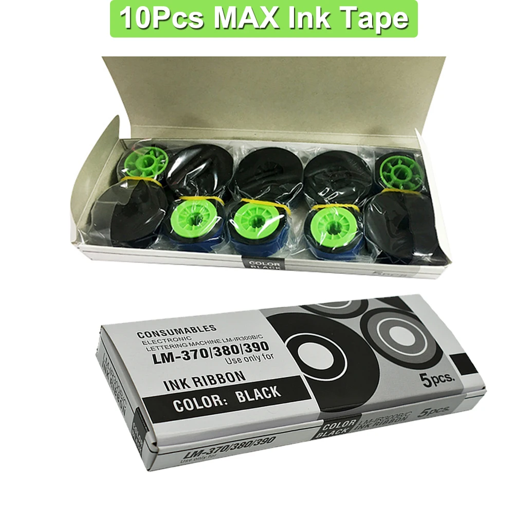 10Pcs MAX LM-IR300B À Ruban D'encre Compatible MAX LETATWIN Électronique Machine À Lettrage LM-370E LM380 LM390 Étiquette Cassette D'encre