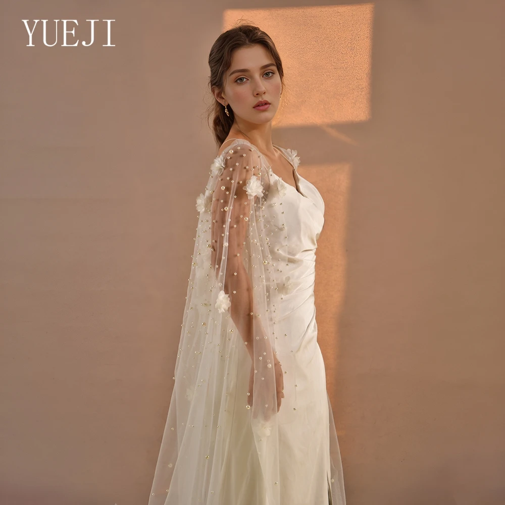 yueji-3d-オーガンザフラワーパール装飾ブライダルチャペルウェディングドレスショールロングトレーンショール弾性袖-g110
