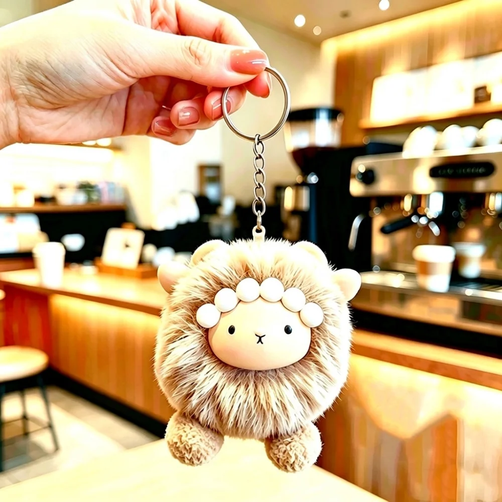 Portable Soft Fluffy Plush Lamb Keychain Colorful Curly Sheep Doll Keyring Toy Sheep Figure Cute Small Animal Bag Charm Women