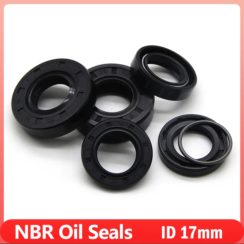 

2/5pcs Black NBR Oil Seals ID17mm TC-17*25/27/28/30/32/35/40/45/47*5/7/8/10mm Nitrile Rubber Shaft Double Lip Sealing Gaskets