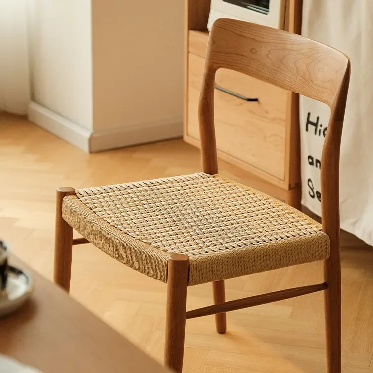 wood dining chair household medieval chair cherry wood furniture backrest rattan 71 chair