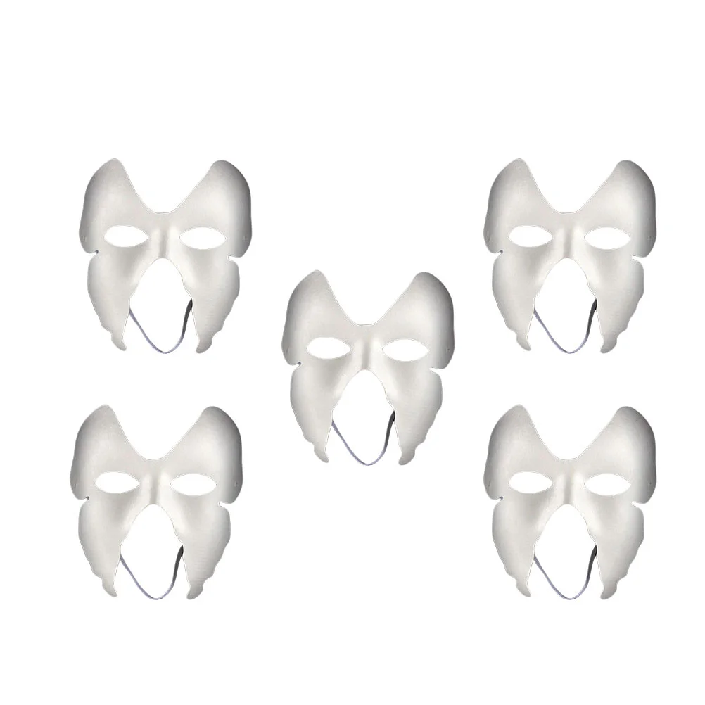 

5 Pcs Facial Masks Blank Face Cosplay Hand-painted DIY Paintable Paper Costume Men Women