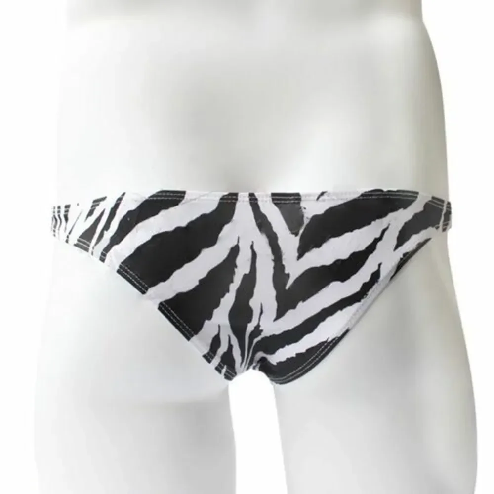 ผู้ชายสําหรับม้าลายพิมพ์ระบายอากาศทองชุดชั้นในบิกินี่กางเกงเอวต่ํากางเกงชั้นใน