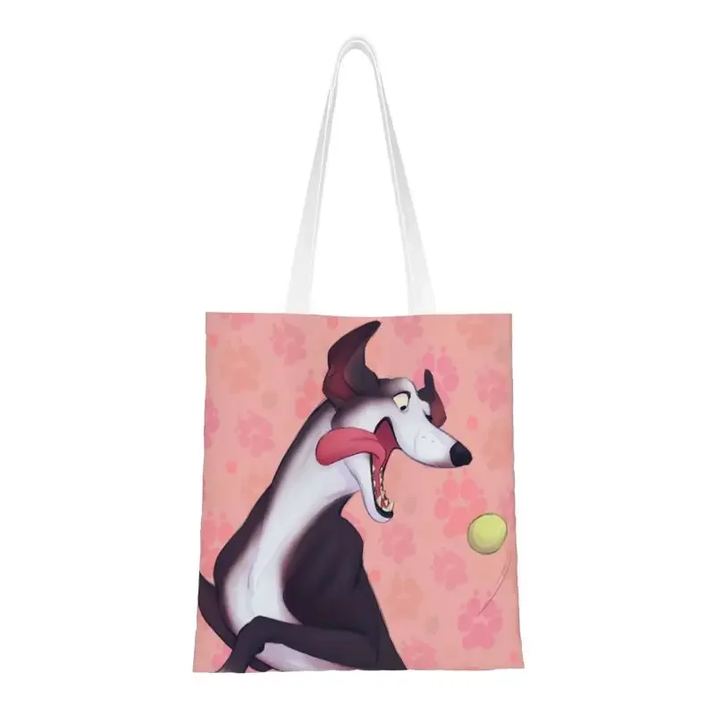 

Greyhound Groceries Tote Shopping Bags Women Kawaii Whippet Sihthound Dog Canvas Shoulder Shopper Bags Big Capacity Handbag