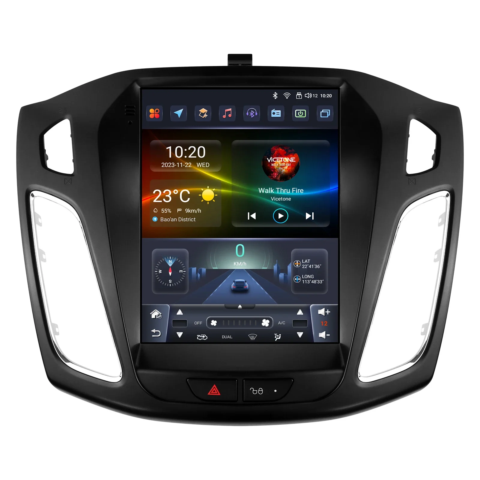 Hizpo 9,7" Autoradio für Ford Focus 3 Mk 3 2011 2012 - 2019 2 Din Android 14 Multimedia-Videoplayer 2Din Carplay Auto-Stereoanlage