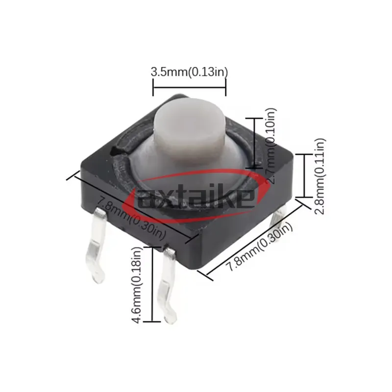 20PCS 8*8*5mm 2Pin 4Pin Touch Switch 5H Silica Gel Silent Button 8*8 Two Four Feet Pin Conductive Silicone Button Switch 8×8mm