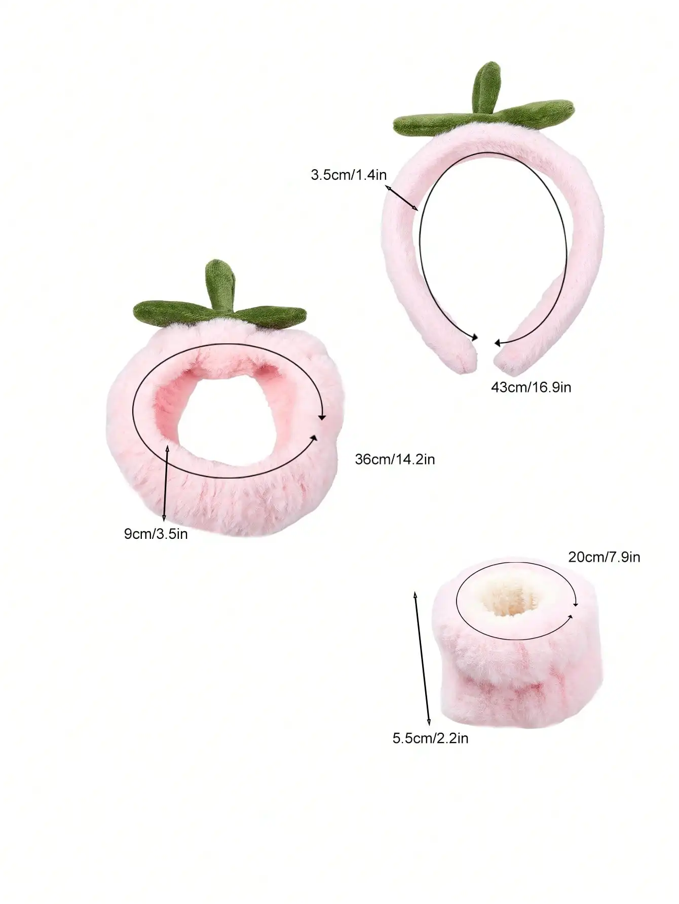 4 Stück rosa Erdbeere Gesichtswäsche Hautpflege Haarbänder für Frauen Mädchen süße weiche Make-up Stirnband Basic Utility Haarschmuck – Detail 5