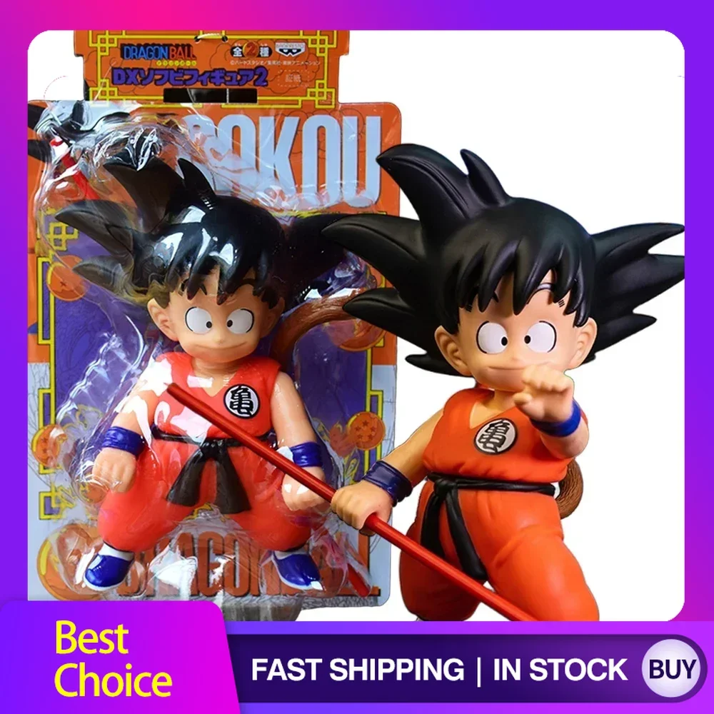 

Anime Dragon Ball Son Goku Figure Super Saiyan Goku Model Toy PVC Collectible Action Figure with Long Stick Childhood 15 5CM