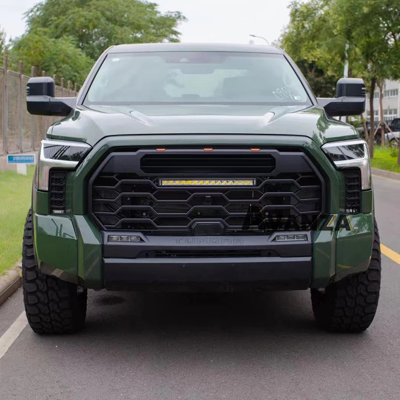 Front Grille With Light Bar Matte Black Racing grill Fits For 2022-2023 Toyota Tundra Grill