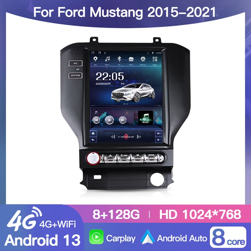 For Ford Mustang 2015-2021 For Tesla Large Screen Car Radio Stereo Multimedia Player GPS Navigation DSP Carplay Android 13 Head