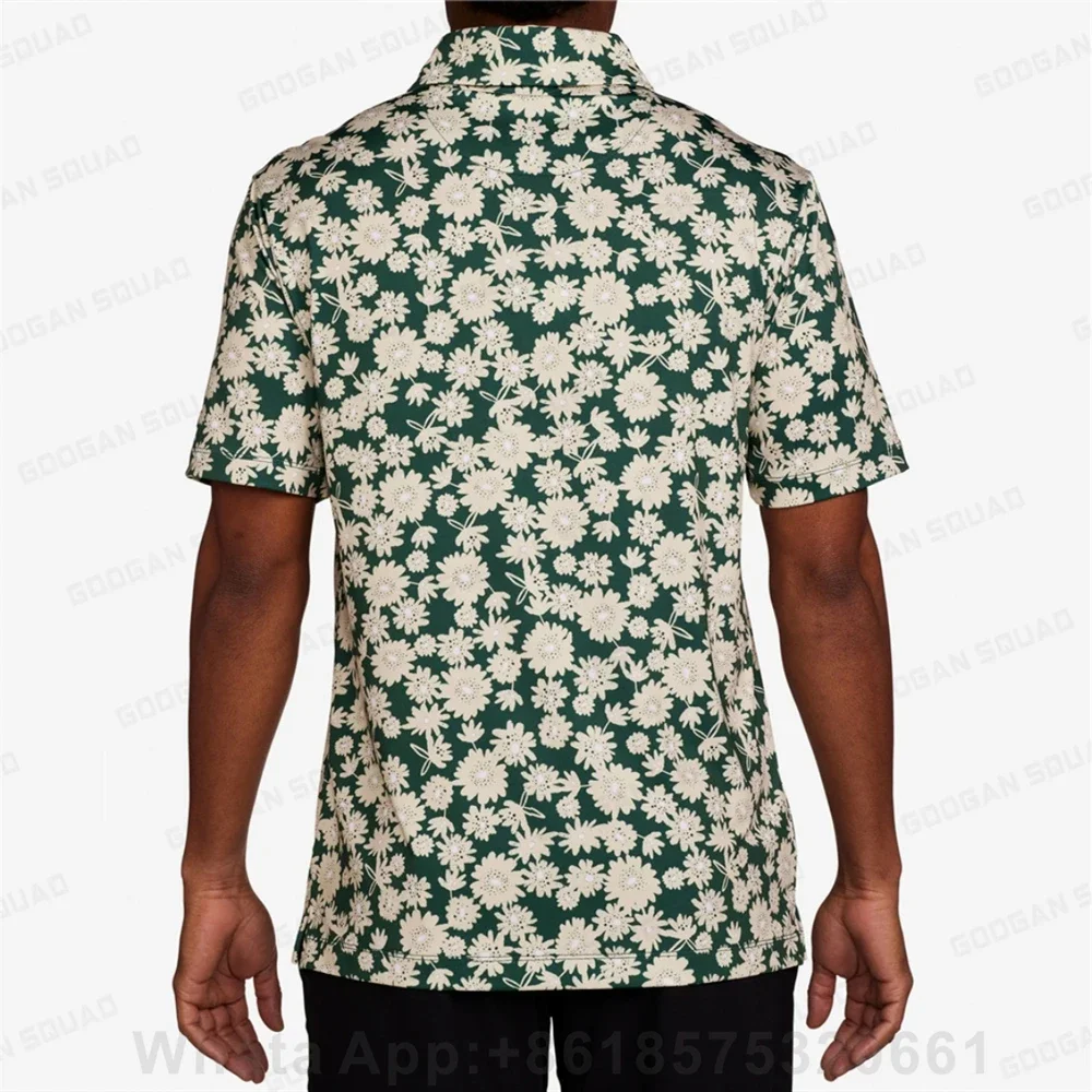 Men Summer Polo Golf Shirt Short Sleeve Quick-dry Sports Clothing Casual Lapel Button Quick-dry Printed Multi-function T-shirt