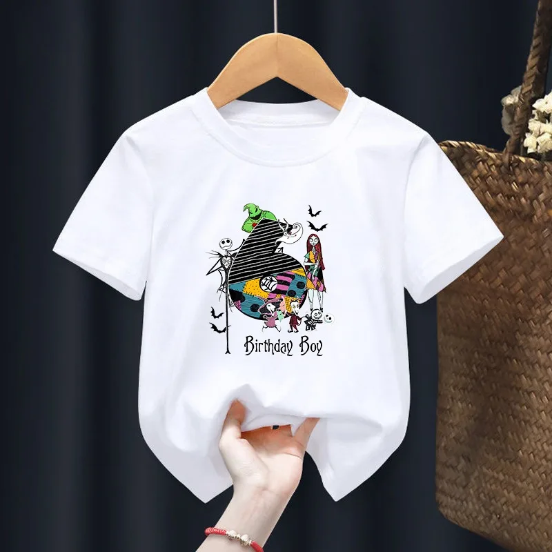 N-Nightmare Before Christmas T-shirts Boys Birthday Party T-shirt Cartoon Anime Print Short Sleeve Children Summer Clothes New