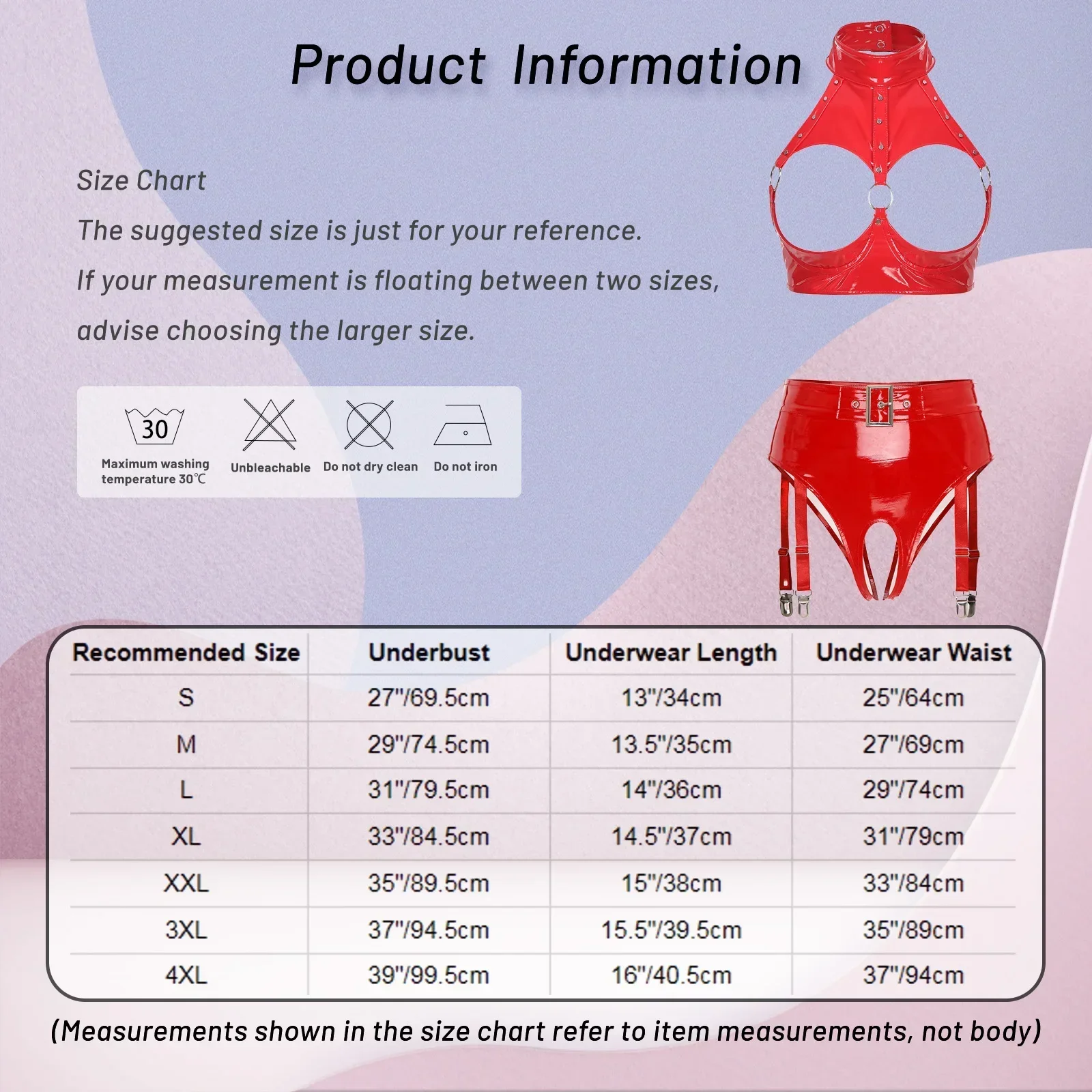 ملابس داخلية مثيرة للنساء ذات مظهر رطب لامع من الجلد اللامع وكوب مفتوح حمالة صدر بسلك سفلي ملابس داخلية عالية الخصر بدون حمالات مع رباط