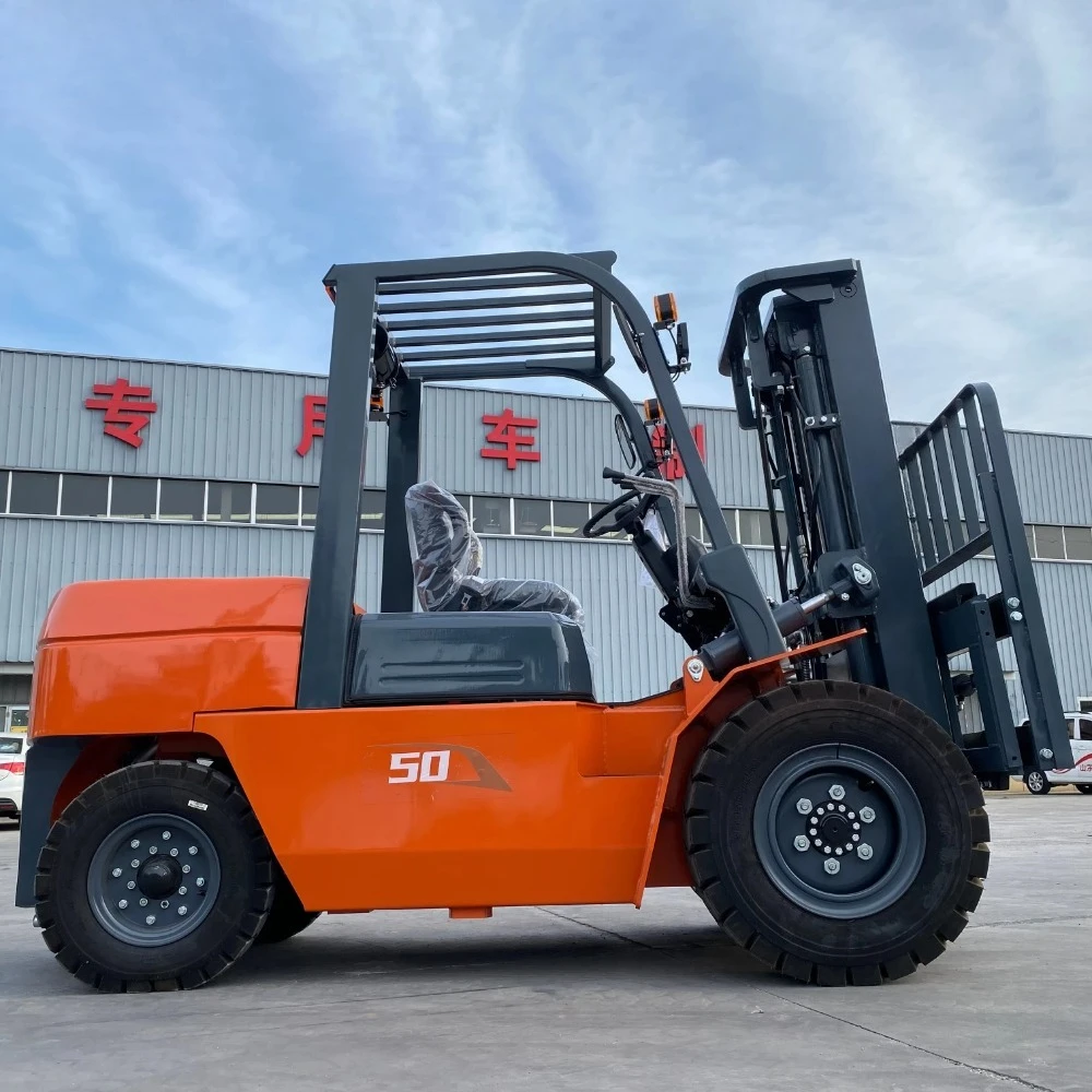 Extra Stable Dual Front Tire 5000kg Capacity Forklift for Heavy Stone and Timber Material Handling Forklift Truck