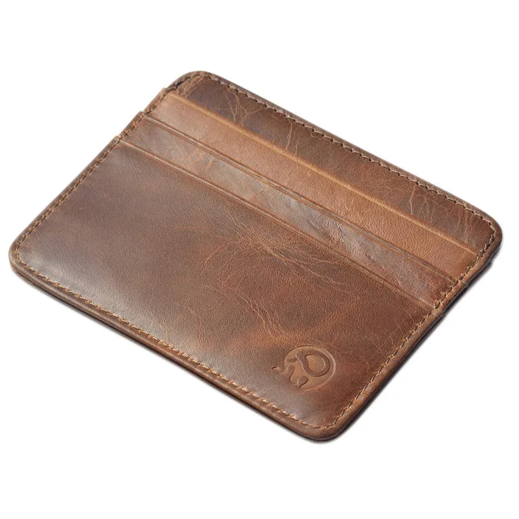 Leather Coin Purse Card Holder Wallet RFID Blocking Slim Wallet Birthday Gift F3MD