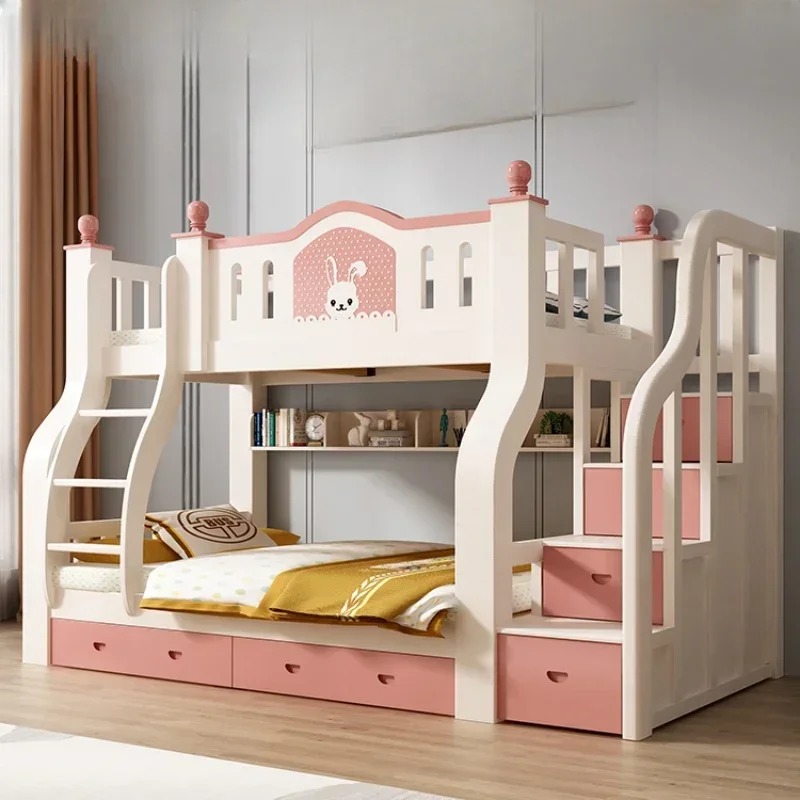 Muebles de dormitorio Cama doble con cajón Cama doble moderna para bebés para niños Matrimonio blanco moderno