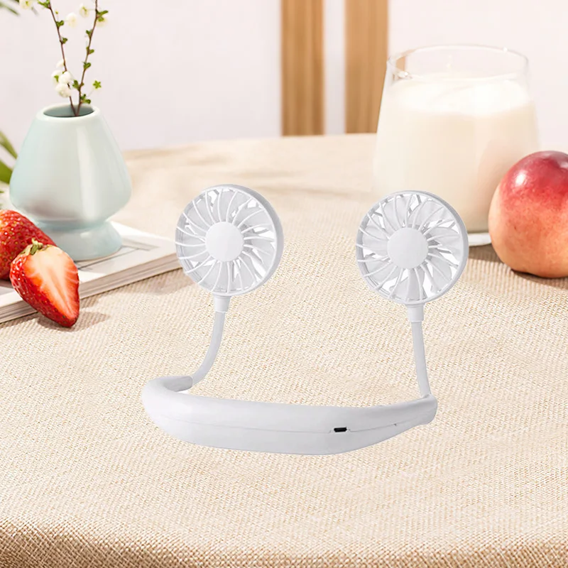 1pc  USB Suspended Neck Fan Adjustable Wind Power Low Noise Portable Fan