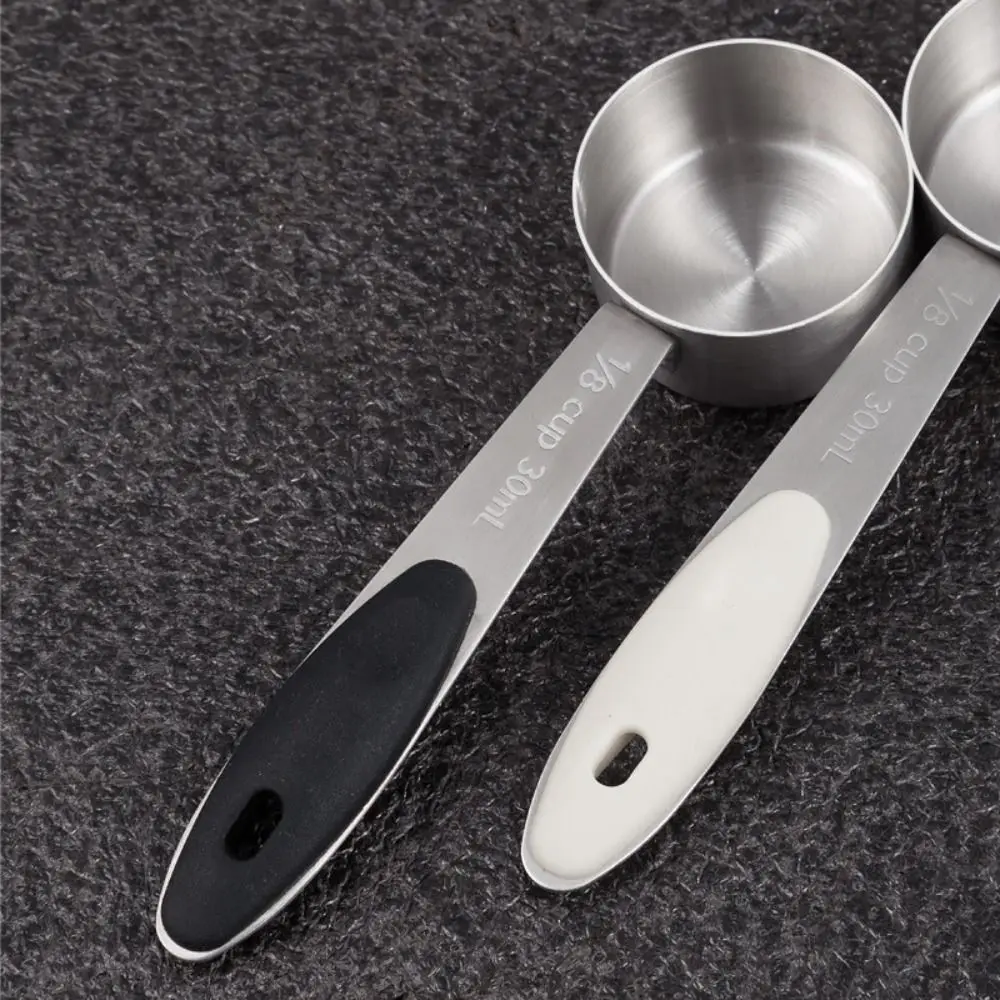 Stainless Steel Measuring Spoon 30ml Capacity Round Shape Coffee Scoops Silicone Handle Easy To Clean Powder Spoon Baking