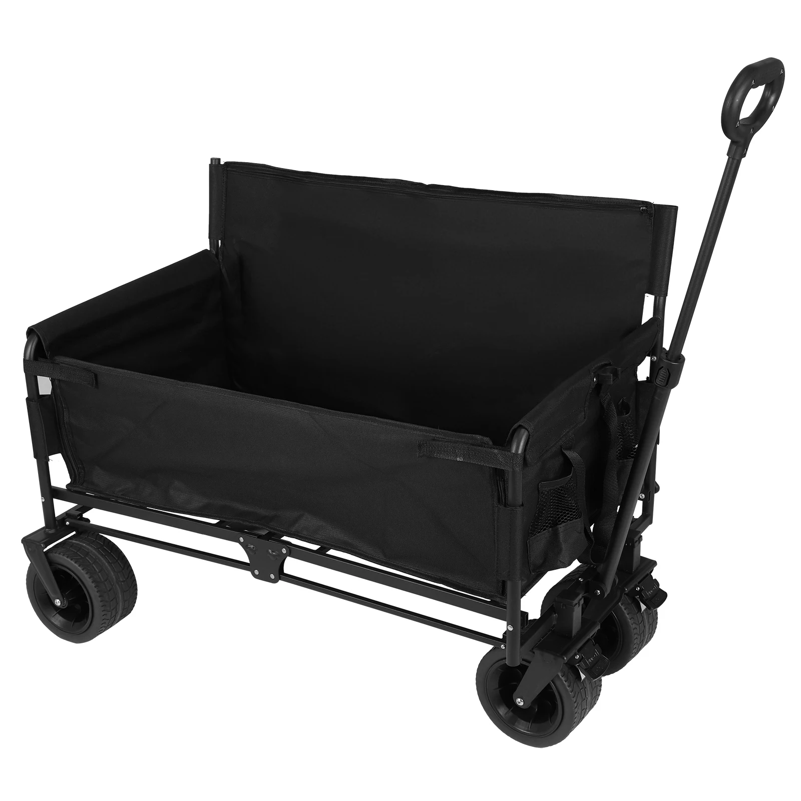 

40In Collapsible Wagon Cart Heavy Duty 265LBS Foldable Extended Wagon with Wheels for Camping Sports Outdoor Activities Black