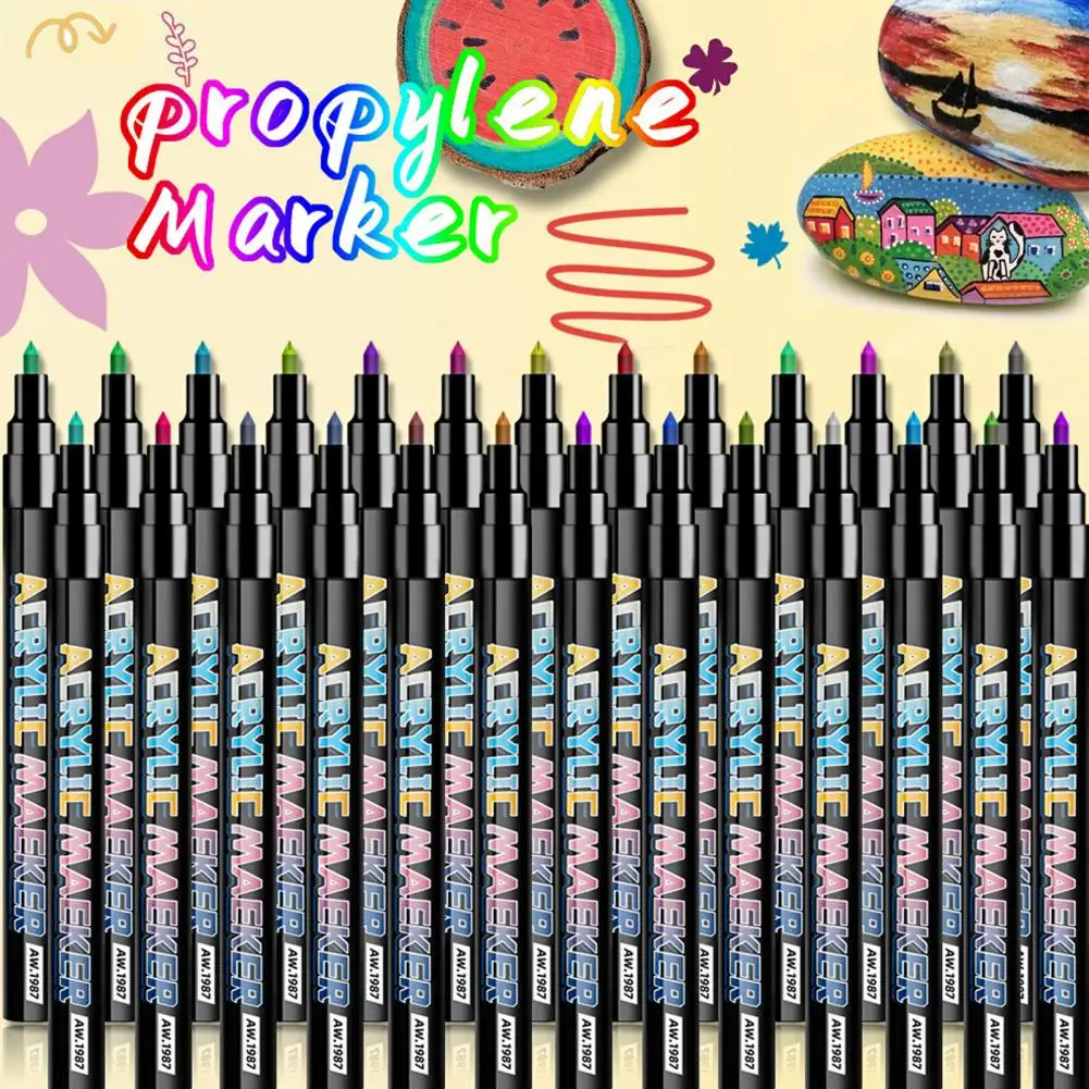 Nail Art Pen Set DIY Acrylic Marker for Gel Nails 0.7mm Fine Tip Nail Painting Doodle Pens for Salon Home Use