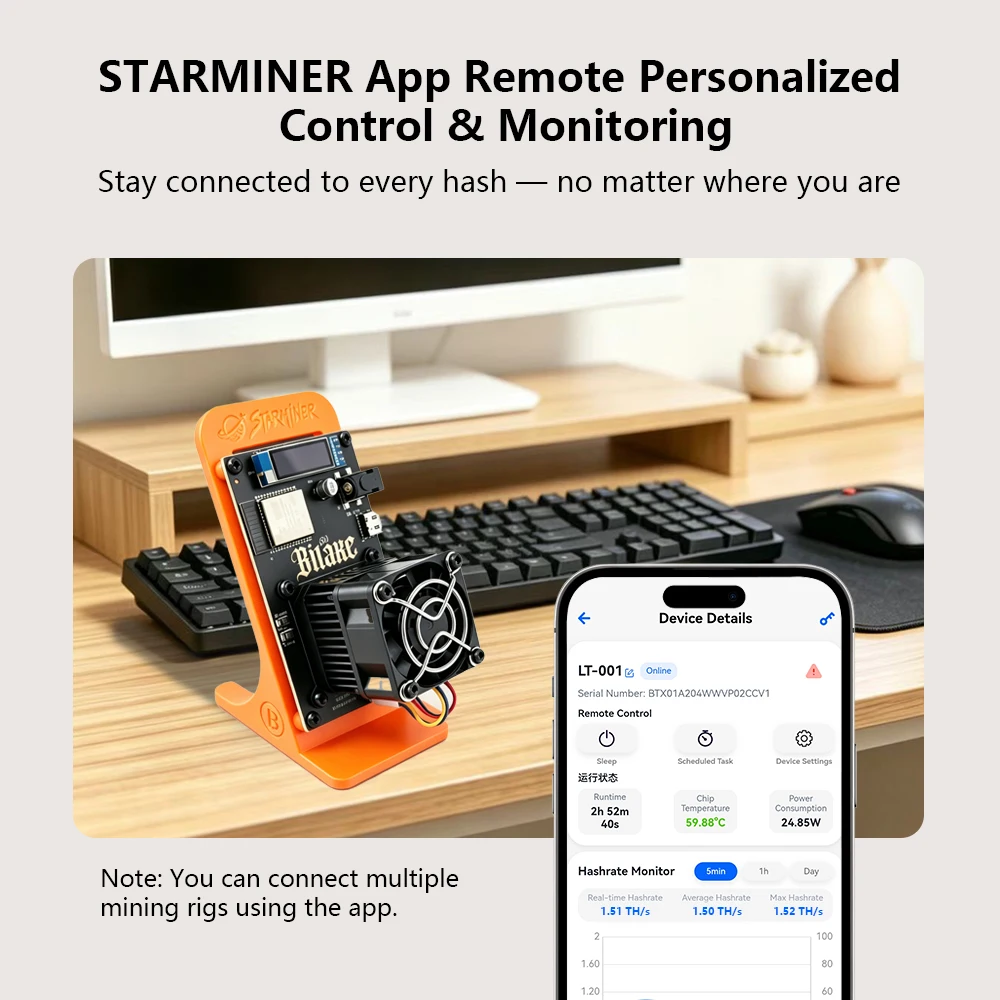 STARMINER Bitaxe Gamma 601/602 1.5Th/s 2026 Ulepszenie Cichy Bitcoin Solo Miner 18W BM1370 Asic Chip Bitcoin Miner BTC Miner — zdjęcie produktu 2