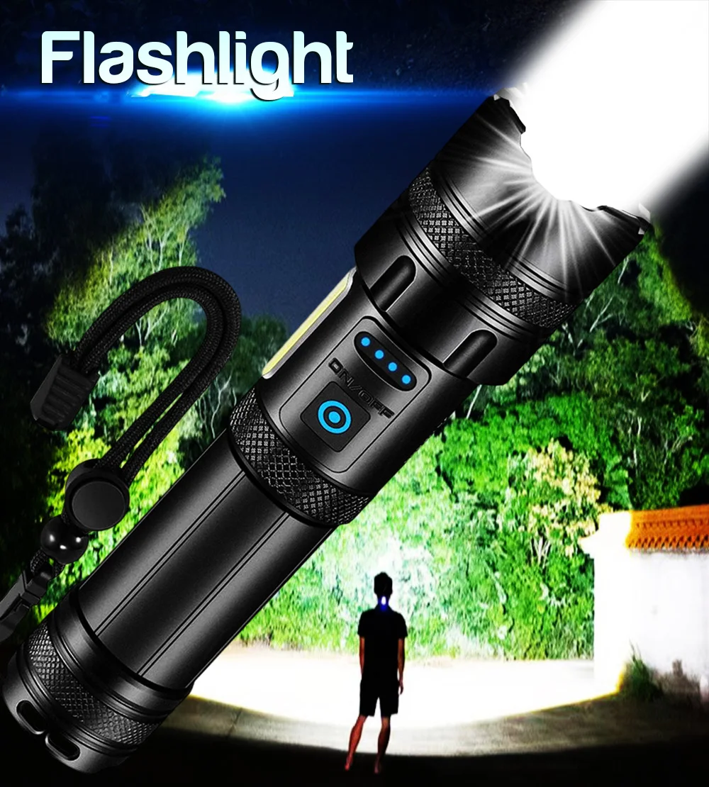 مشاعل Led قوية جديدة 5000 ضوء تكتيكي فائق السطوع 10000 أضواء الطوارئ تلسكوبي ضوء التكبير المدمج البطارية #1