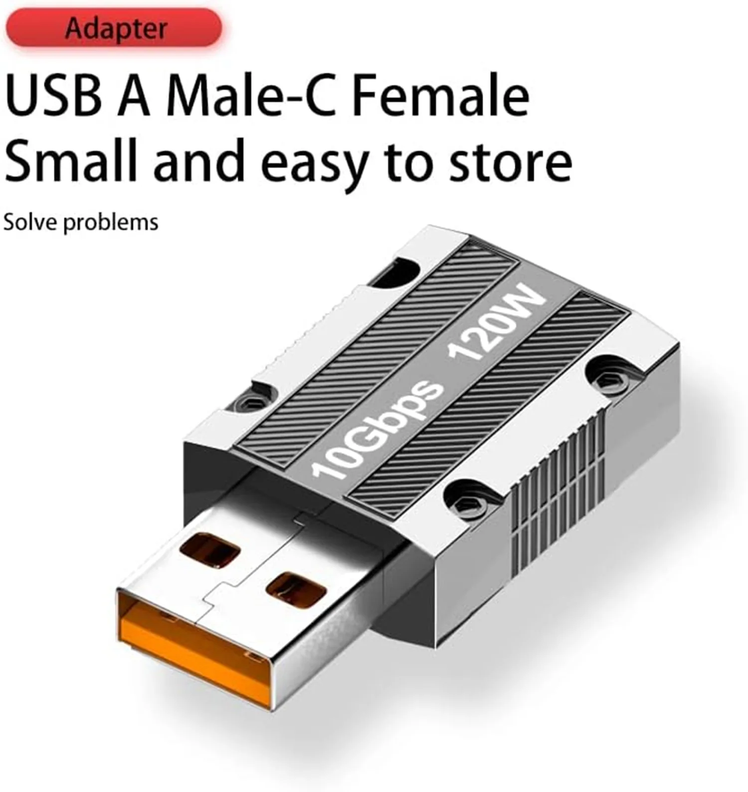 Адаптер USB C «мама» на USB «папа», 10 Гбит/с, двусторонний адаптер USB A типа C из цинкового сплава с высокоскоростной передачей данных 10 Гбит/с