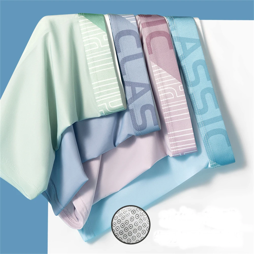 4pcs מתאגרף מכנסיים קרח משי תחתונים גברים נשיפה תחתונים קצרים u קמורה הלבשה תחתונה סיטונאית