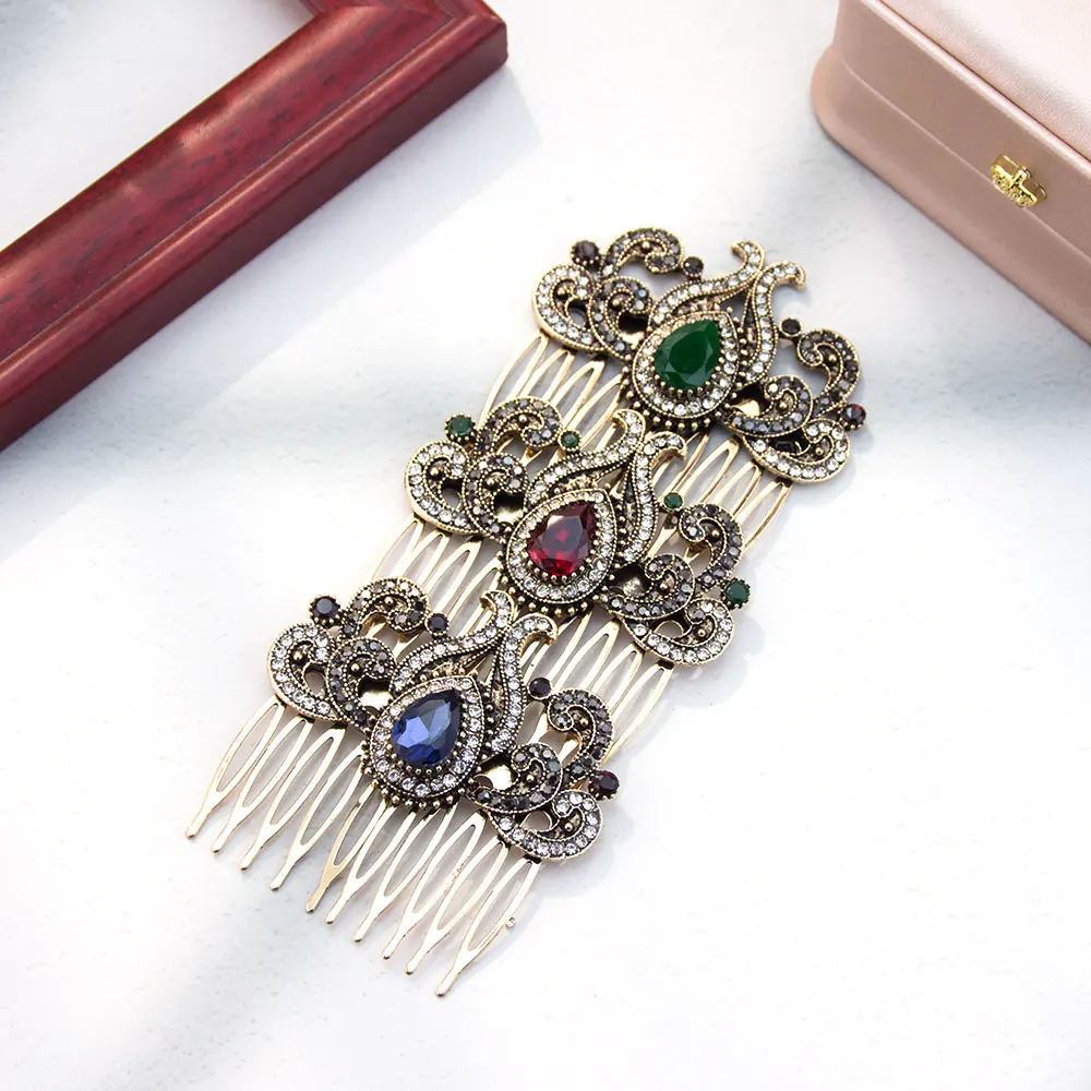 Vintage Böhmen Türkischer Haarkamm Für Frauen Arabischer Haarschmuck Antik Gold Farbe Ethnische Braut Hochzeit Haarschmuck