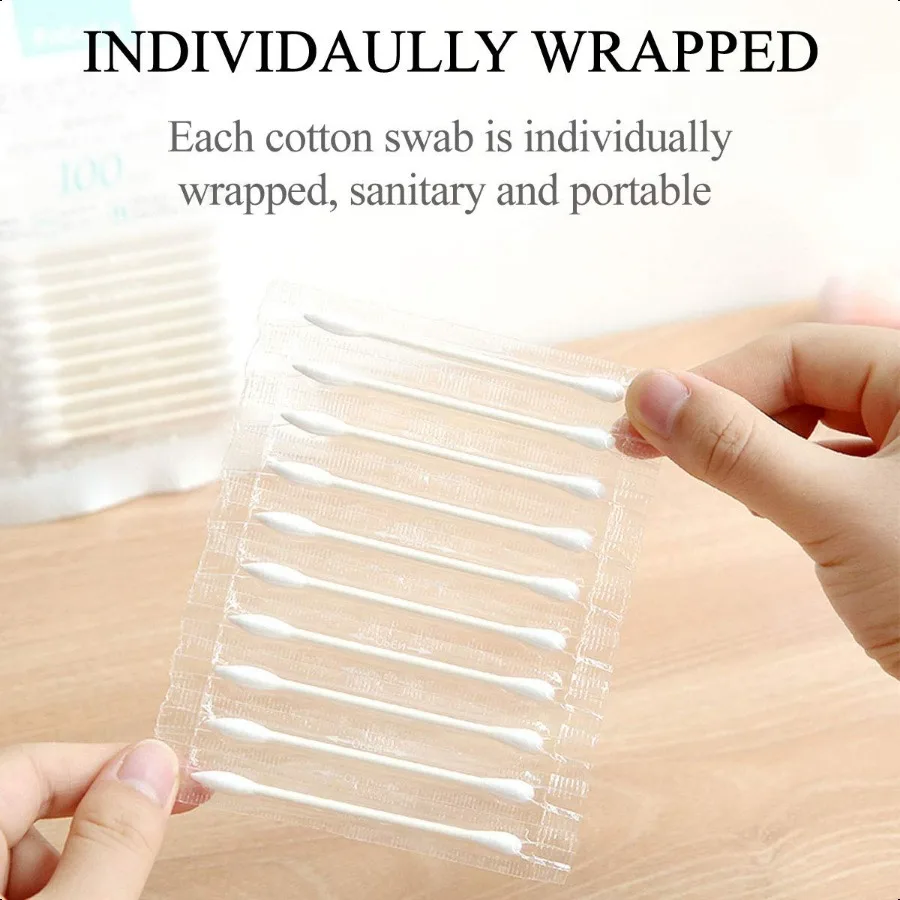 Olive Oil Makeup Remove Cotton Swabs Individually Wrapped Double Tipped Paper Sticks 100 Count Round Pointed End