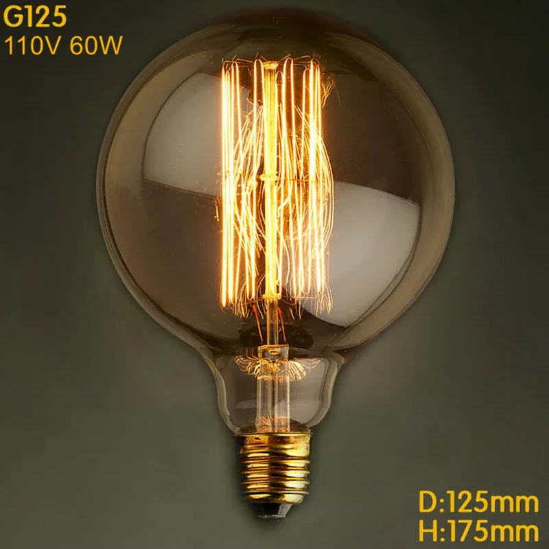 

Outlet free ship Globle G125 110V 60W straight 5" filament lamp for vintage edison fixture E27 AC110V-130Voltage lighting bulb