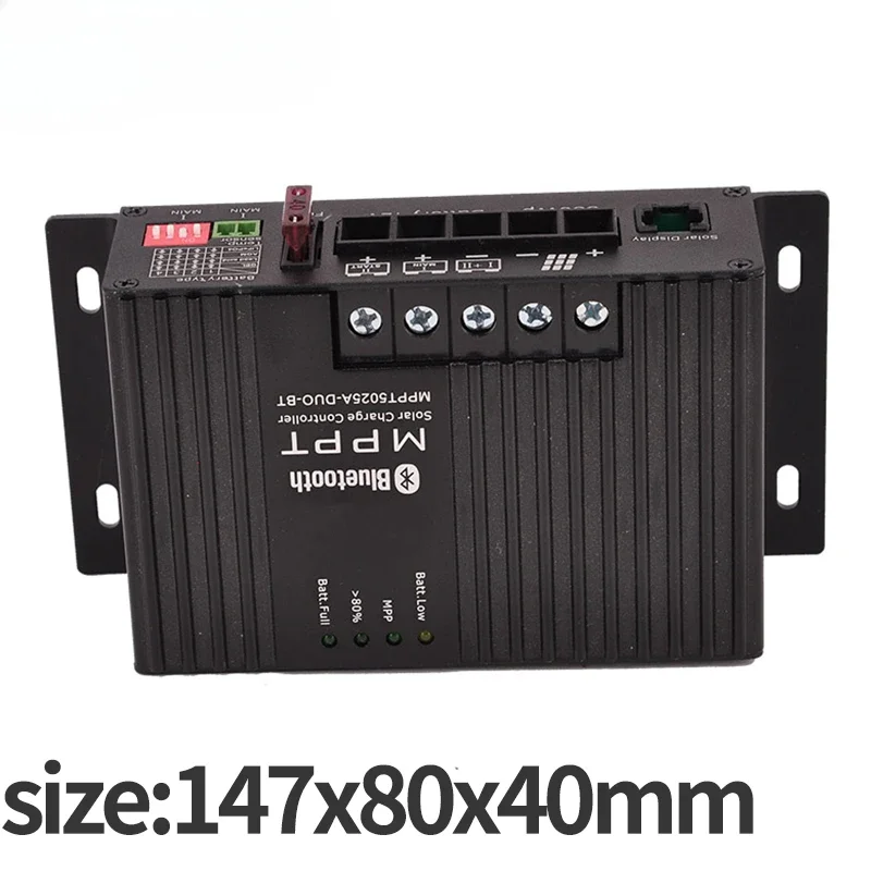 25A MPPT Controller Solar Charge 12V Solar Panel Charge Regulator Bluetooth APP LCD Display Dual Battery Charge For RV