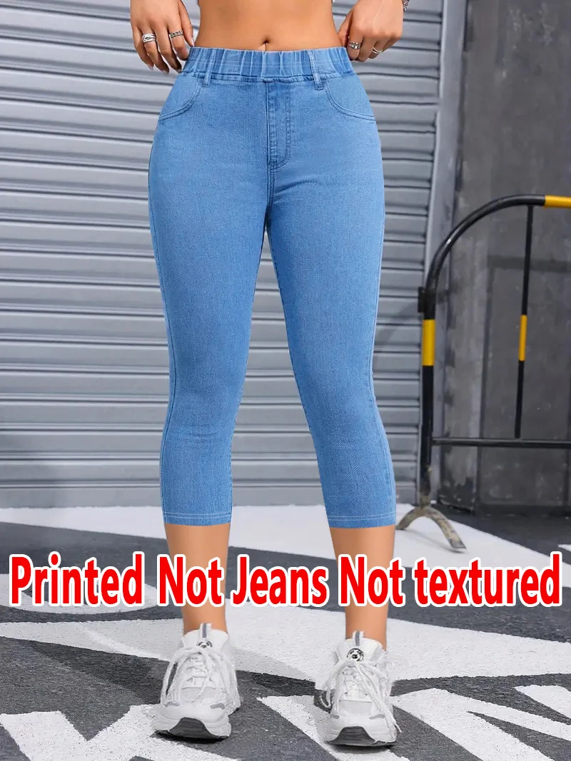 

1305 [Printed Leggings - Not Faux Denim Fabric]Printed Leggings Without Texture - Made from Non-Faux Denim Fabric,