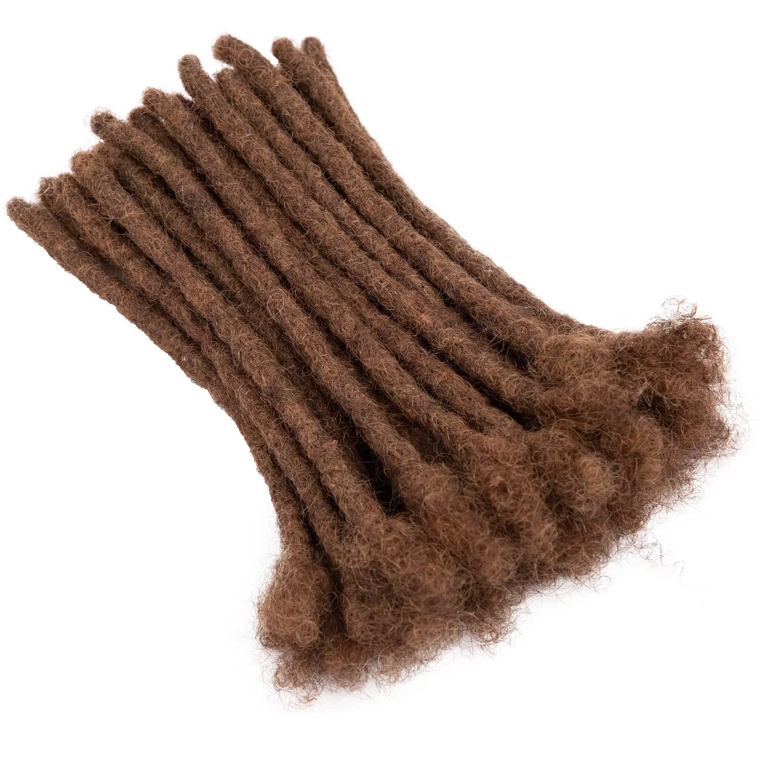 Extensiones de rastas, cabello humano trenzado, extensiones de cabello Dread Locs, trenzas de ganchillo marrones, rizado Afro mongol, 60 hebras