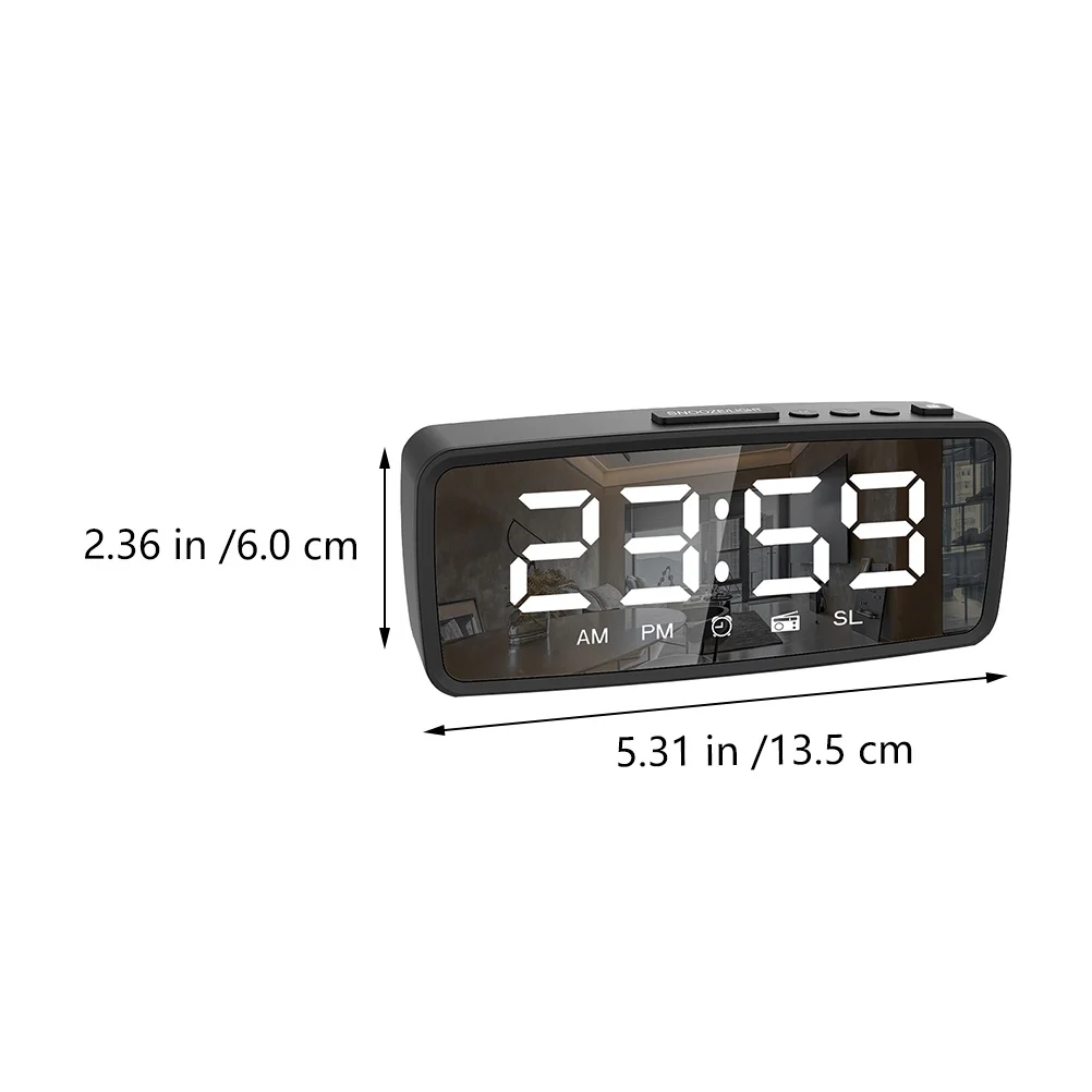 

1Set Multi-Function LED Alarm Clock Radio Version Mirror Surface Digital Display Small Desktop Electronic Clock Home Use