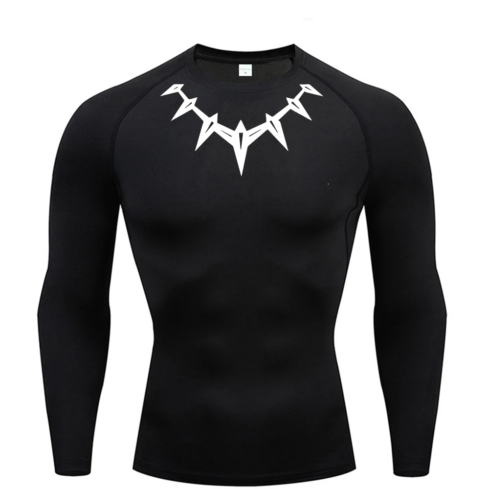 Compression Shirt Men's T-Shirt Long Sleeve Black Top Fitness Sunscreen Second Skin Quick Dry Breathable Casual long T-Shirt 3XL