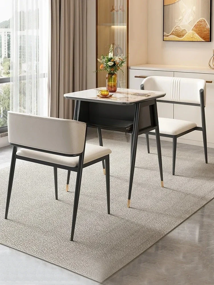 A  Light Luxury Balcony Small Tea Table Modern Living Room Leisure Simple Stone Plate Table-Chair Set ss 7304