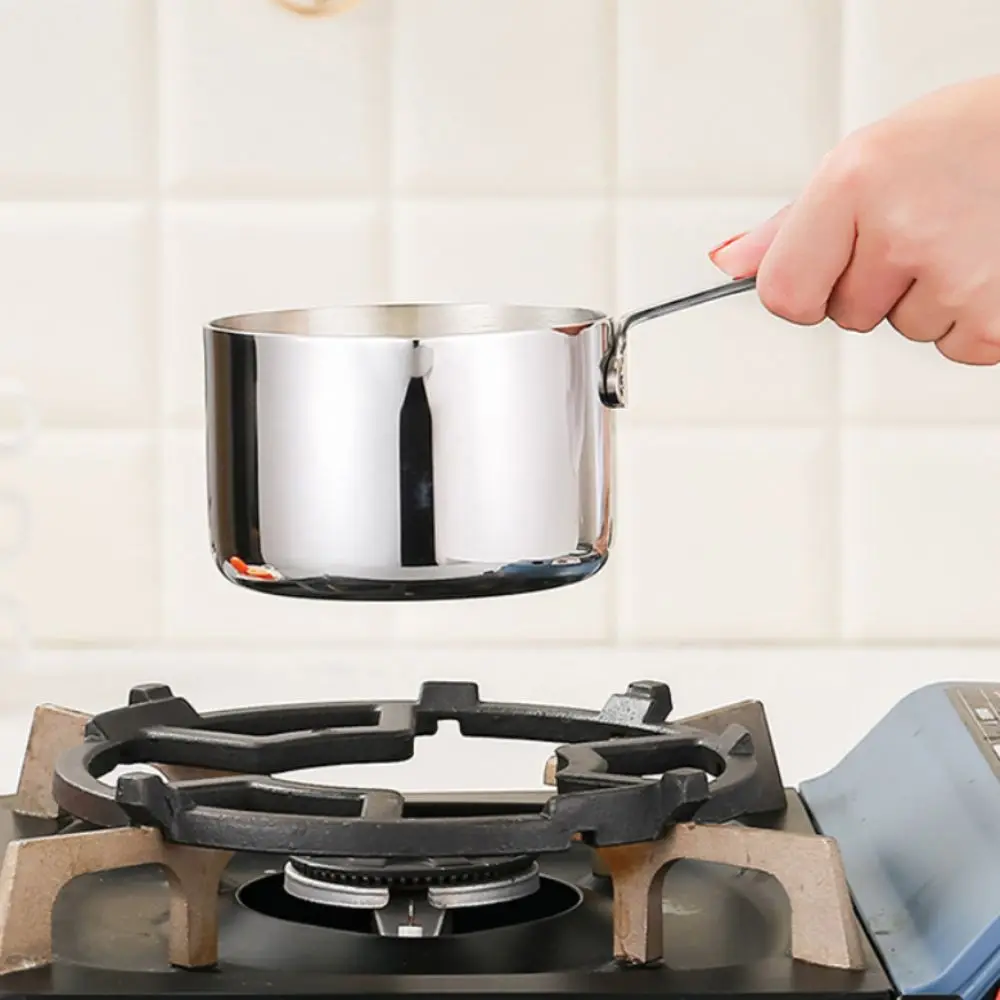 Stainless Steel Scaled Milk Pot Rust-proof Dual Spout Oil Pouring Pot Leak-proof Small Capacity Butter Warmer Pot Cooking