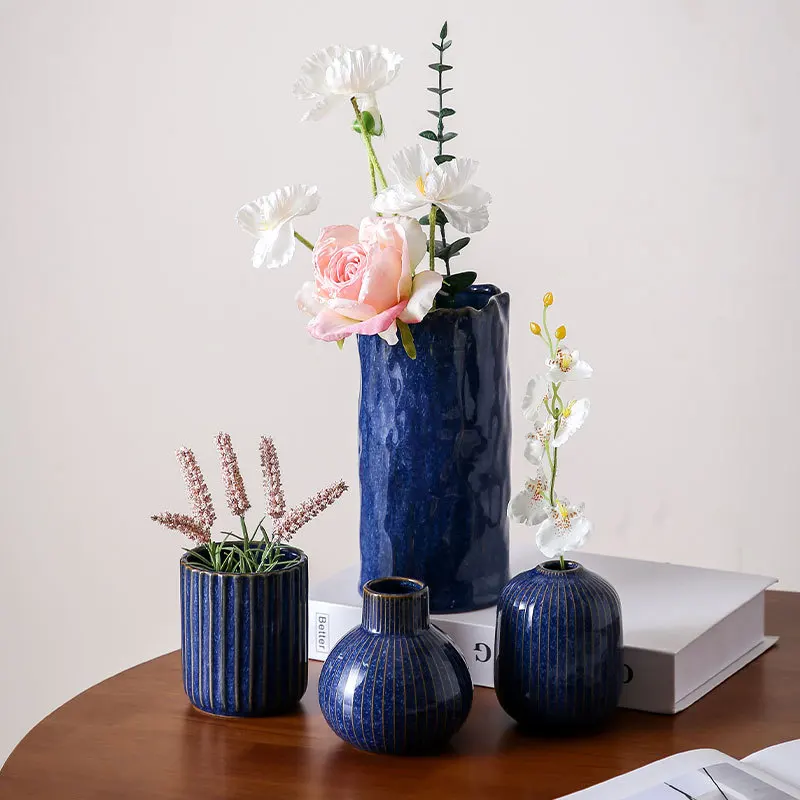 European Light Luxury High-end Vase Home Soft Mini Hydroponic Vase Decorative Ornament Flower Arrangement Ceramic Vase