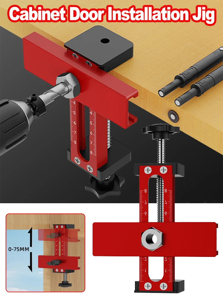 

Woodworking Cabinet Door Installation Jig 2 In 1 Quick Positioning Tool Door Panel Installation Rebounding Device Drilling Tool