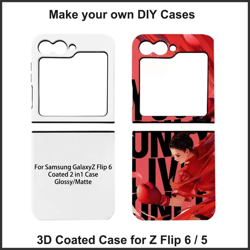 

5pcs Coated 2 in 1 Blank Sublimation Phone Cases for Samsung Z flip 6 Flip 5 Customize Photo More Vivid Back Covers for Printing