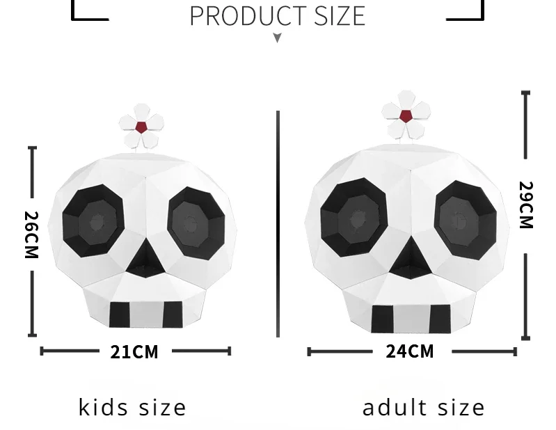 Molde de papel 3D para disfraz de Halloween para hombre y mujer, máscara de cabeza de calavera pequeña, accesorios de fiesta, manualidades DIY