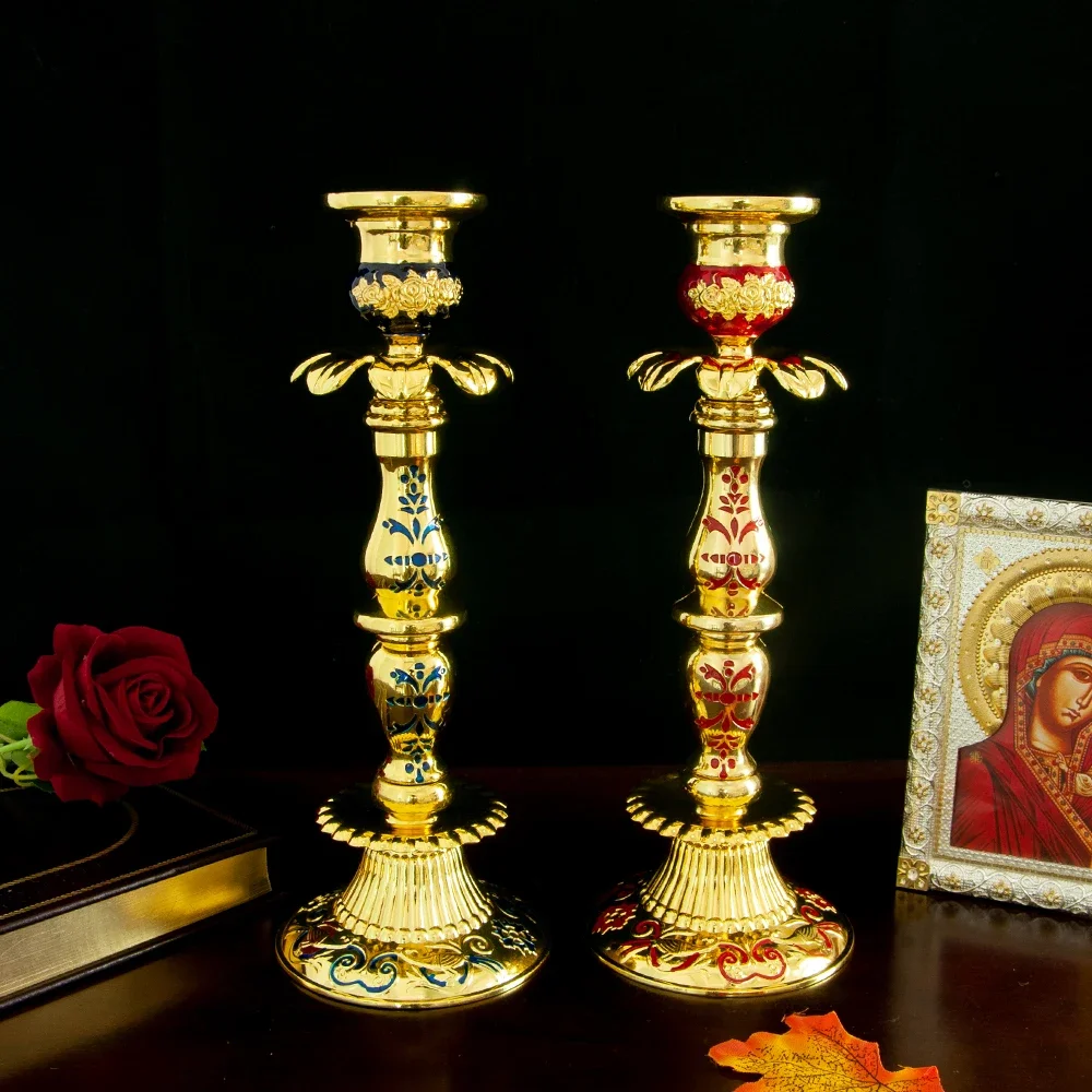 

Orthodox Church Candle Holder Gold Plated Vigil Lamp Church Home Table Candlestick With Oil Glass Cup Religion Ritual Item