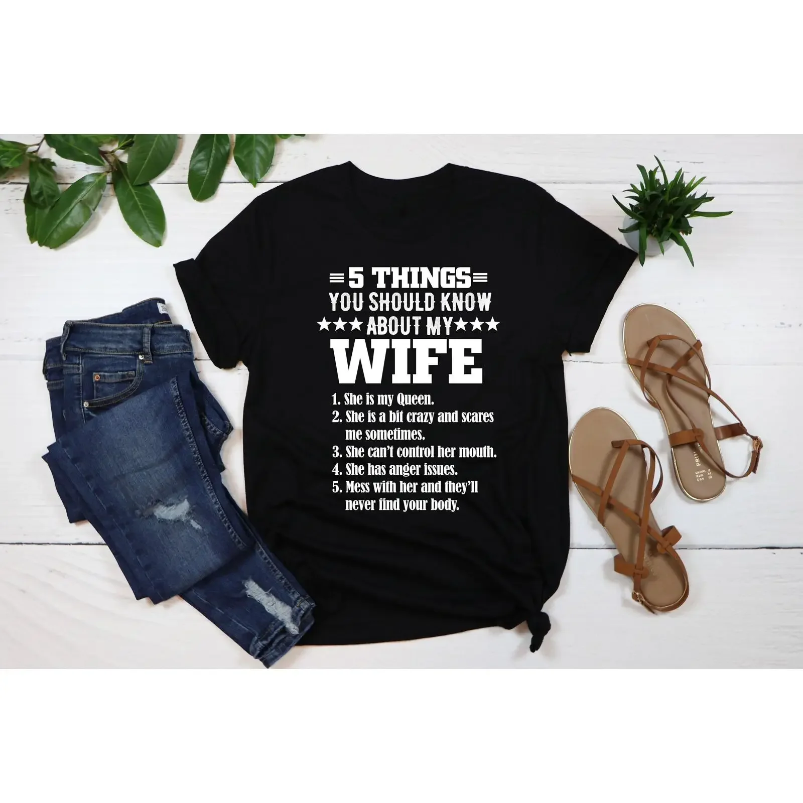5 Things You Should Know About My Wife Funny T Shirt Husband Humorous Spouse For Men Anniversary Christmas vintage Washed