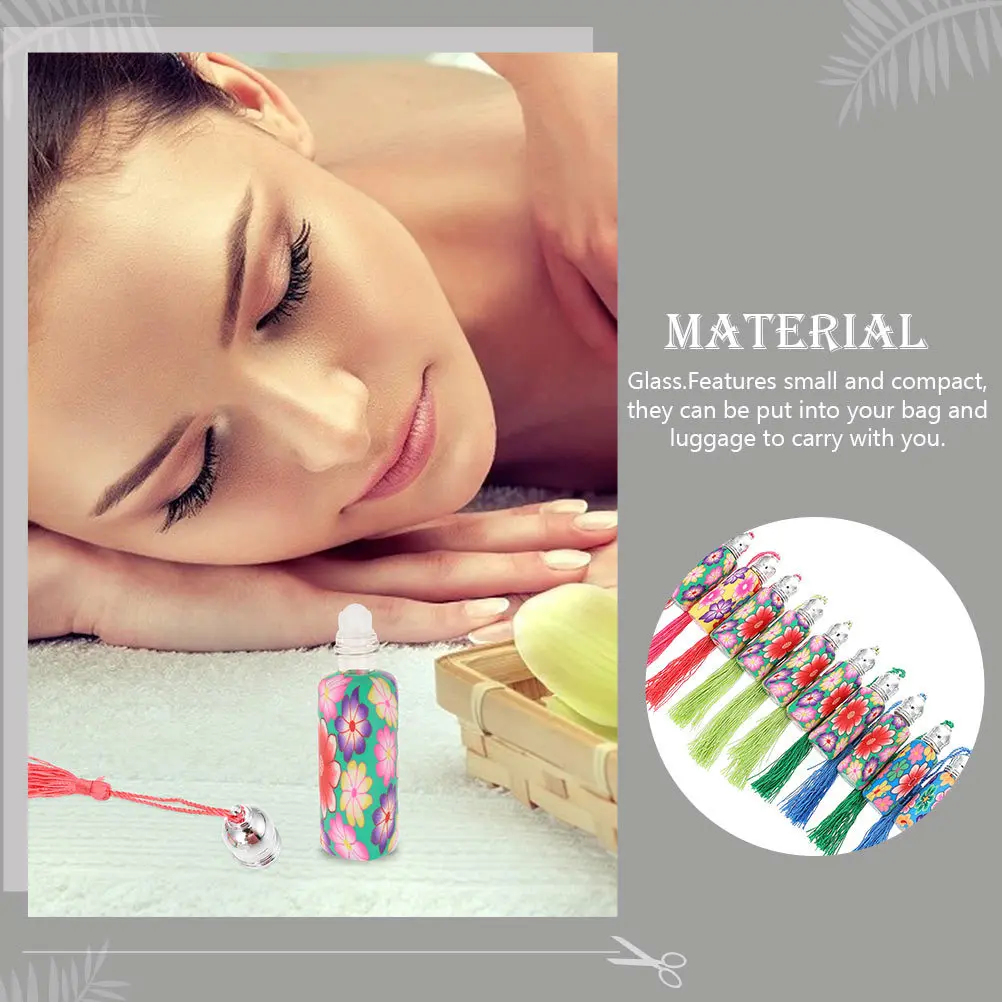

8Pcs Frosted Essential Oil Roller Bottles Leakproof Glass Refillable Travel Roll-on Perfume Storage Container Bottles