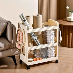 Yoga Supplies Storage Rack Movable Trolley Yoga Mat Holder Multi-Function Sports Equipment Organizer Racket Holder Home Gym