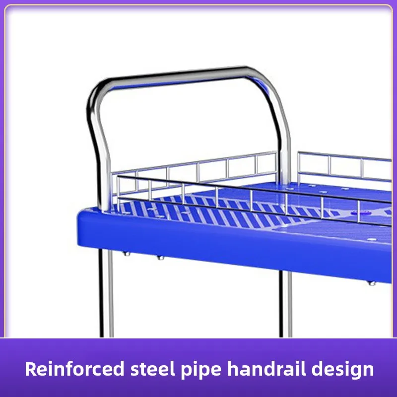 Two Tier Cart Plastic Silent Wheels Swivel Steering Tool Cart Market Stall Transport Salon Furniture Trolley Cart Utility Cart