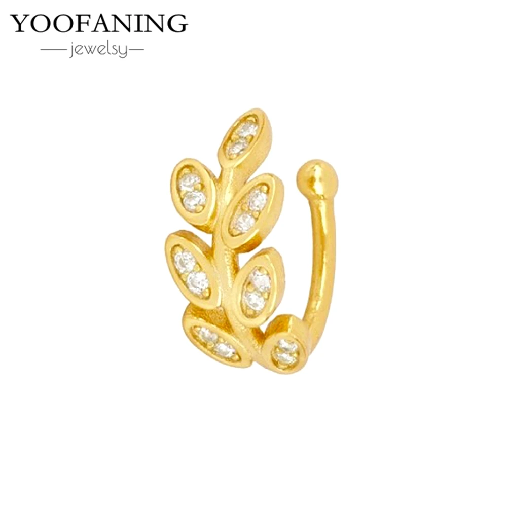2026 New Style 1PC Exquisite Metal Leaf Design Earring Clip Zircon Perforated Cartilage Earring No Hole Jewelry Earring Party