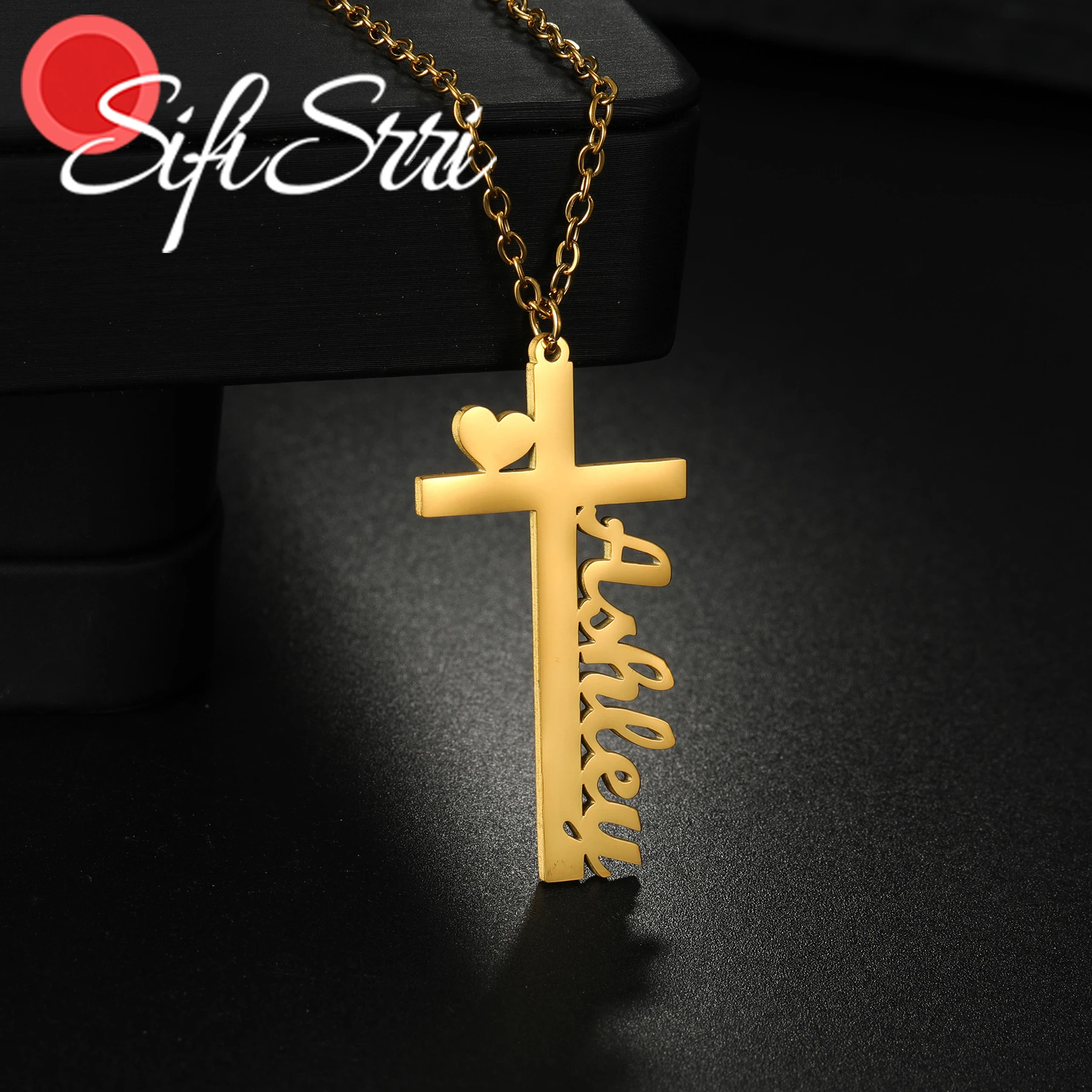 

Sifisrri Custom Name Necklace for Women Cross Pendant Stainless Steel Jewelry Choker Chain Personalized Birthday Birthday Gift